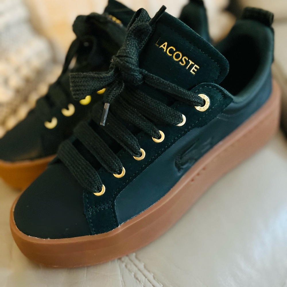 Lacoste Forest Green Sneakers with Tan Soles